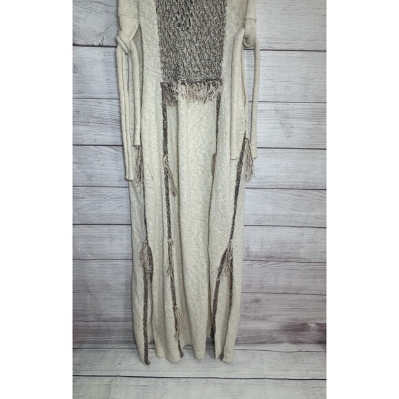 Free People Boho Dress S Ivory Cream Long Sleeve Crochet Maxi Cover Up - Picture 7 of 15